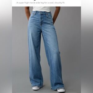 American Eagle Dreamy Drape Super High-Waisted Baggy Wide-Leg Jean 10 short